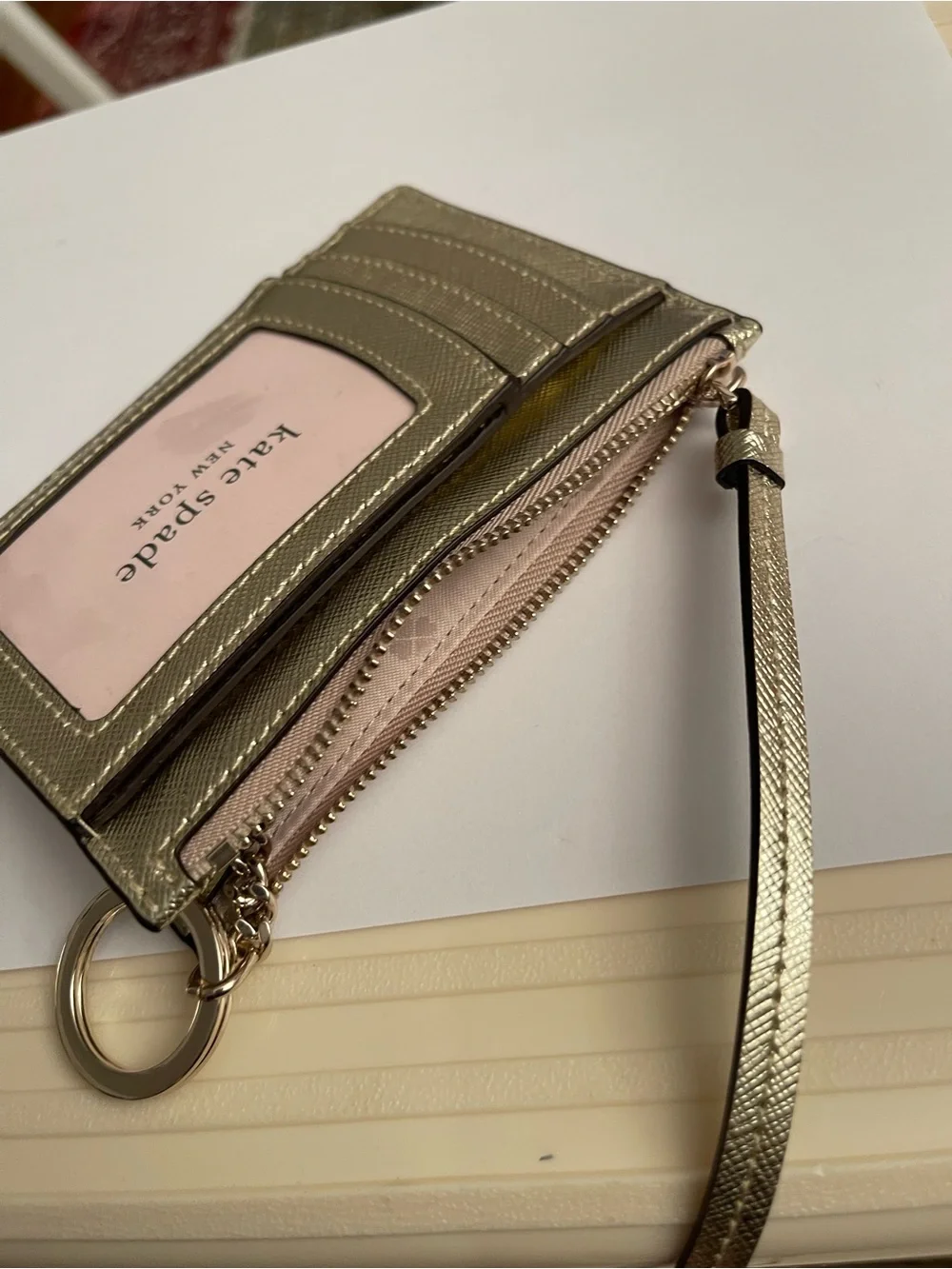 kate spade Metallic Gold Card Case Wristlet